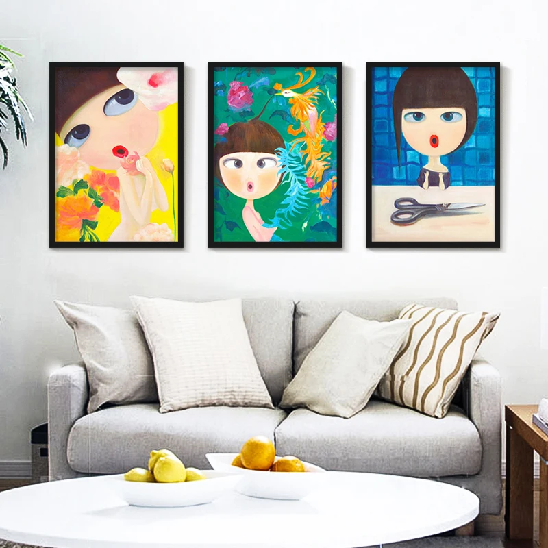 Мультфильм масла Краски ing акварель холст милые девушки печатных на стены