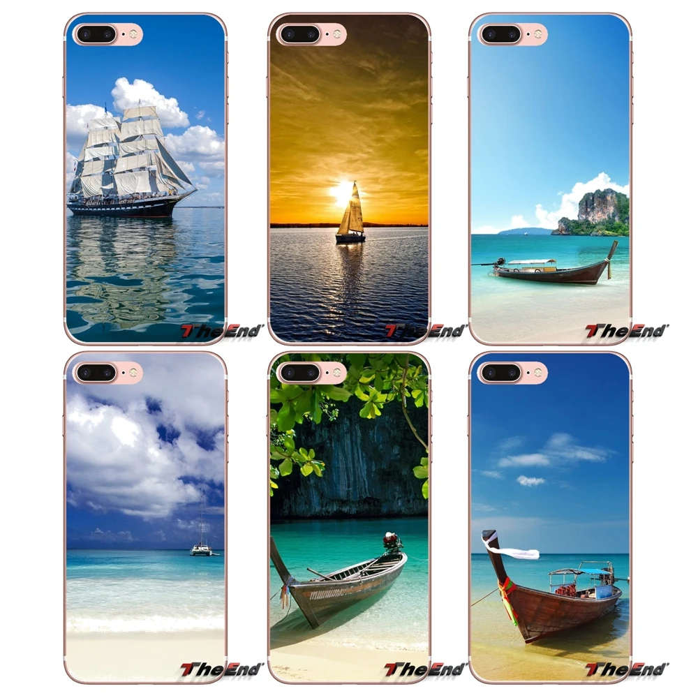 Для samsung Galaxy S2 S3 S4 S5 MINI S6 S7 edge S8 Plus Note 2 3 4 5 большое ядро Prime Boat at the sea side силиконовый