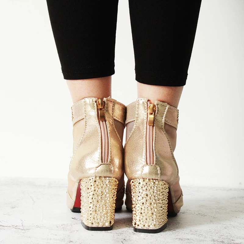 Женские босоножки с блестками 7 см высокий каблук алмаз квадратный кожа для лета |