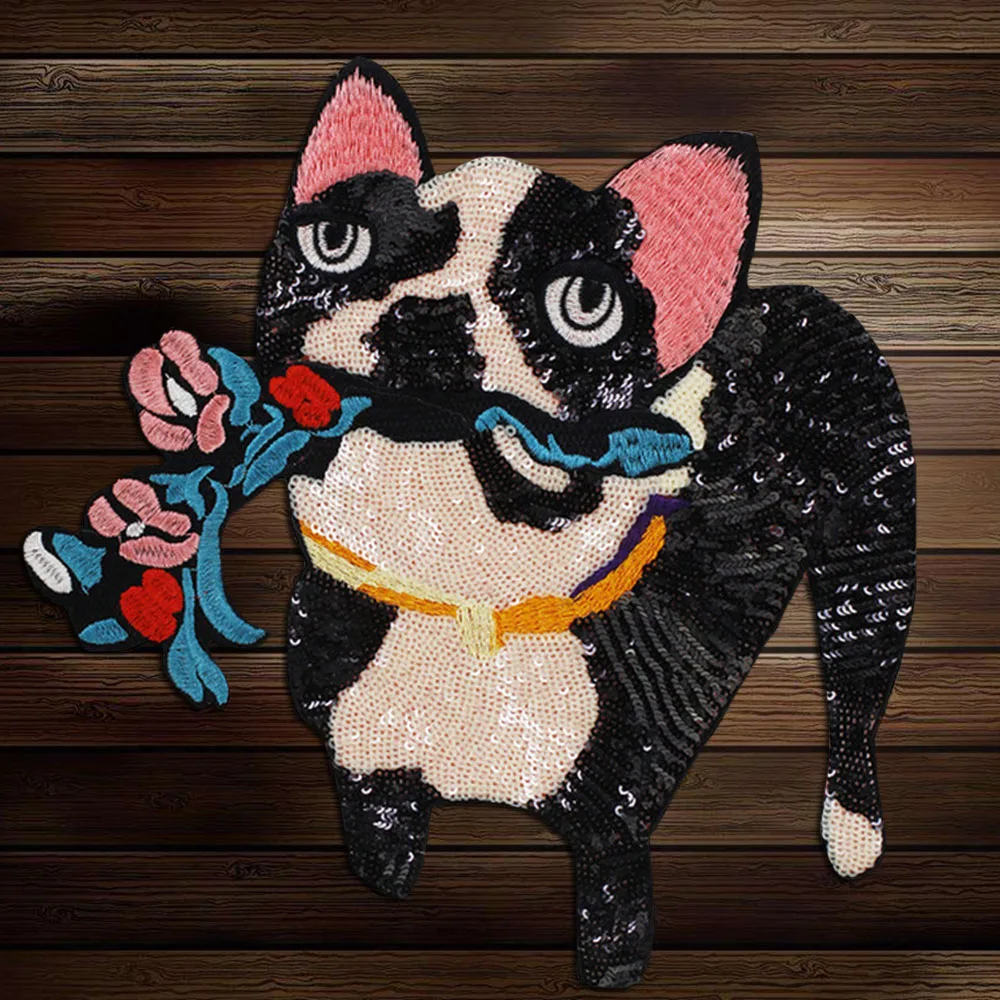 Вышивка Пайетки Заплатки Цветок Щенок Патч DIY Свитер Значок Пришивной Скрапбукинг Ремесло Шитьевые принадлежности A79.