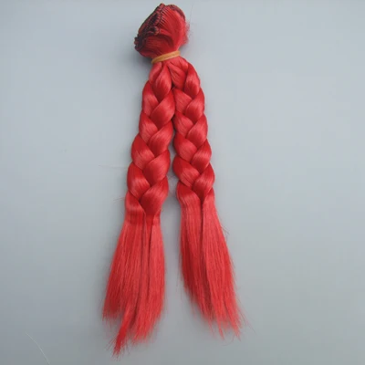 Color Red 15 см косичка парики волосы для куклы Красный Белый Коричневый Черный цвет волосы натуральный цвет плетеные парики для куклы BJD - Цвет: Color Red