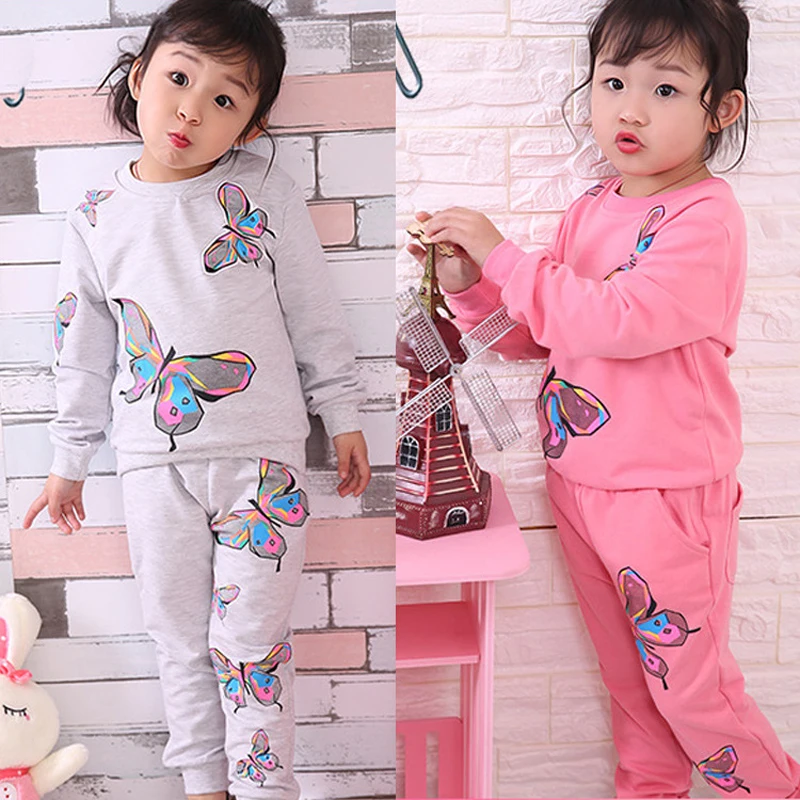 Детская весенне осенняя одежда с принтом в виде бабочек|autumn girl clothing set|girls clothinggirls