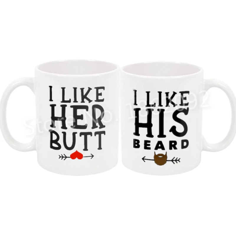 

Популярная забавная кофейная кружка «я люблю ее ягодицы», «Я люблю его бороду», чайные чашки, набор, новинка, его сочетающийся подарок для па...