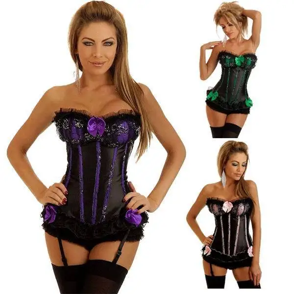 

Sexy corset women pink green purple front bows and glittery sequins sparkle Sequin Corset 3S3067 +Free shipping Burlesque Corset