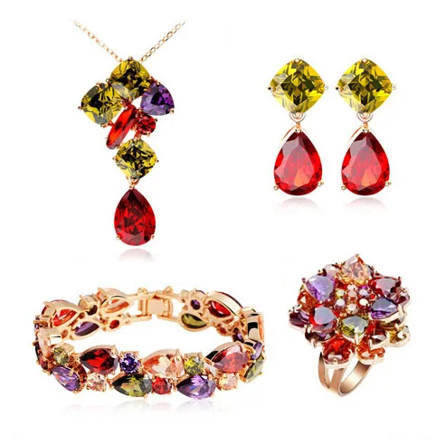Модные Joyeria шампанское золото Цвет мульти Cz подвеска ожерелье с кристаллом