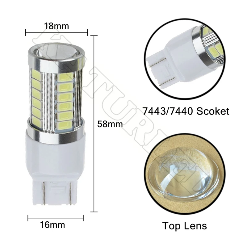 4 шт. 5630 SMD 7443 7440 7444NA 992 светодиодный светильник для автомобиля 33 фонарь