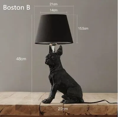 Boston B black Смоляный милый Настольный светильник для собак s лампа прикроватная черный белый корги Boston Мопс Beagle собака настольная лампа ретро животное черная собака Настольный светильник - Цвет корпуса: Boston B black