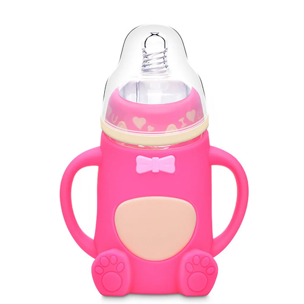 2019 NEW ARRIVAL Infant Baby Bottle Cute Feeding Glass Safe Silicone Milk With Handle Sippy Cup Gourde Enfant | Детская одежда и