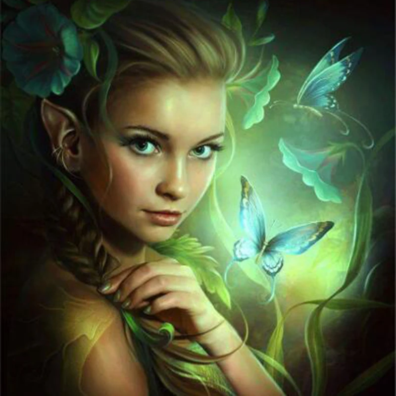 5D Diy Daimond Painting Beauty Elf&Butterfly 3D Diamond Round/Square Rhinestones Diamand Embroidery TT740 | Дом и сад