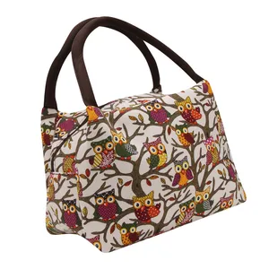 Мультяшные милые сумки для обеда с совами для женщин и детей, большая женская сумка с теплоизоляцией, сумка-холодильник для пикника, женская сумка