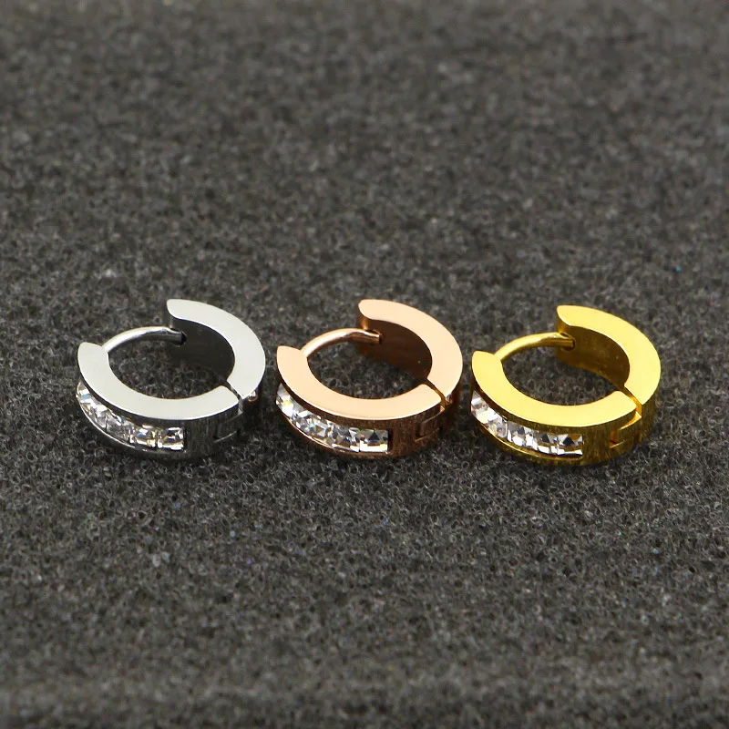 Martick девушку Игристые AAA кубический Серьги Gold Filled Нержавеющая сталь полированный Серьги-кольца для модных леди E48