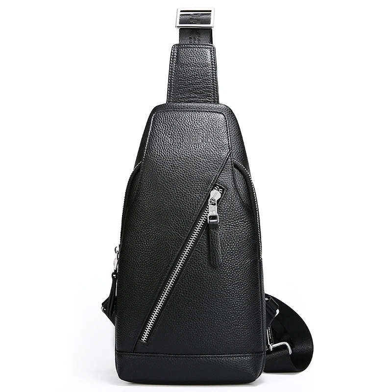 Мужская мягкая сумка-мессенджер из натуральной кожи на груди Повседневная