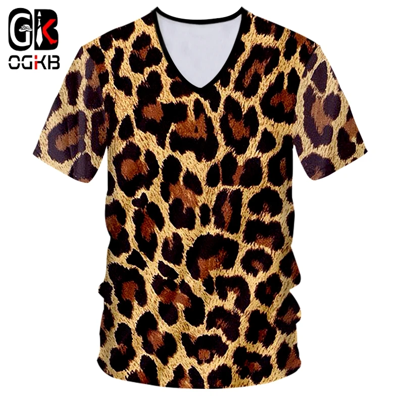 Мужская футболка OGKB летняя с глубоким v-образным вырезом коротким рукавом и