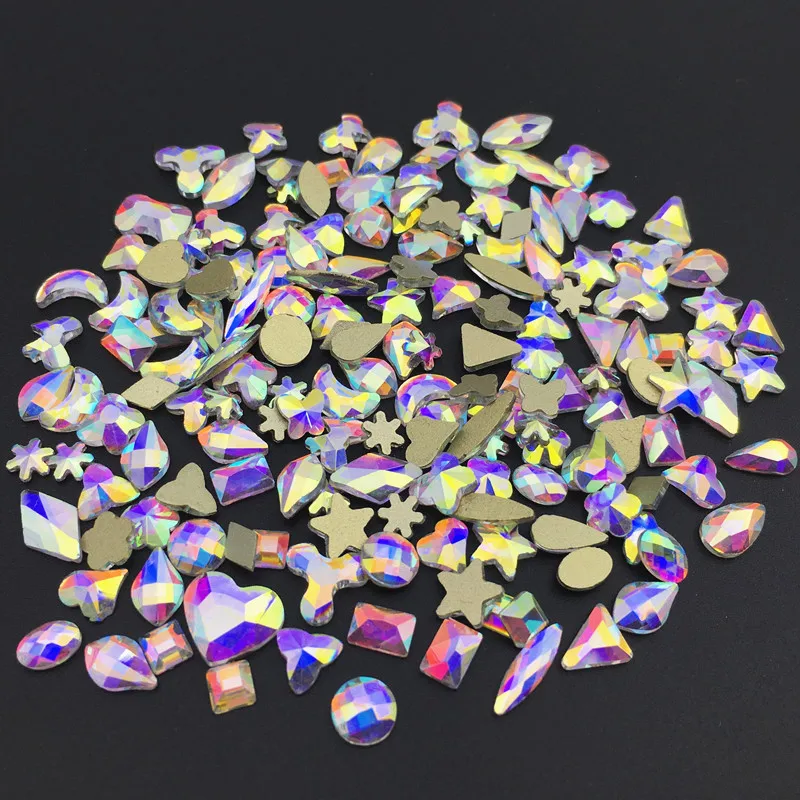 20 pcs More Shapes Sizes 3D Designs Crystal AB Glass Nail Decorations Rhinestones For DIY Manicure Art Stones | Дом и сад