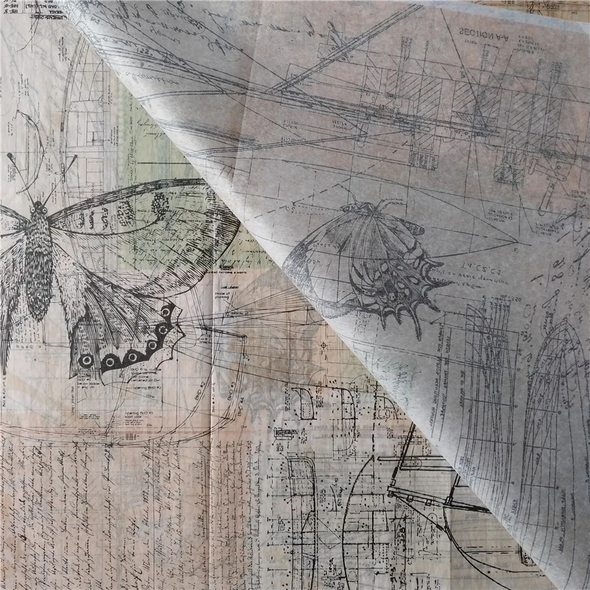 50 шт древний корабль Дизайн Рисование и бабочка подарочная оберточная бумага