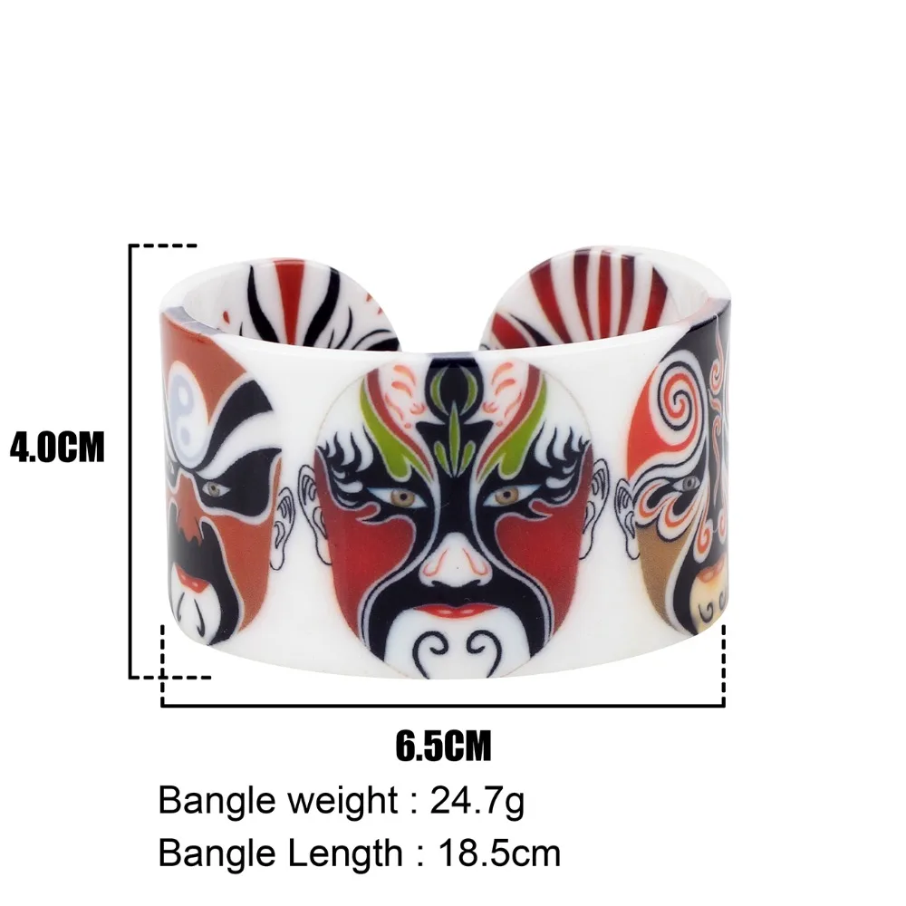 Пластиковые браслеты Bonsny в виде китайской Пекинской оперы с красной маской