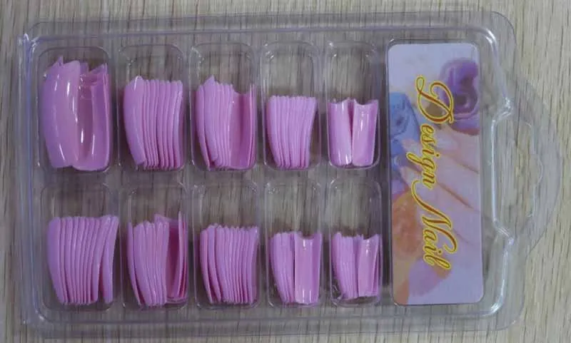 pink Акриловые ногти FOK профессиональные/персональные Многоразовые Акриловые накладные ногти белый цвет акриловые ногти 100 no. s(упаковка из 100 - Цвет: pink