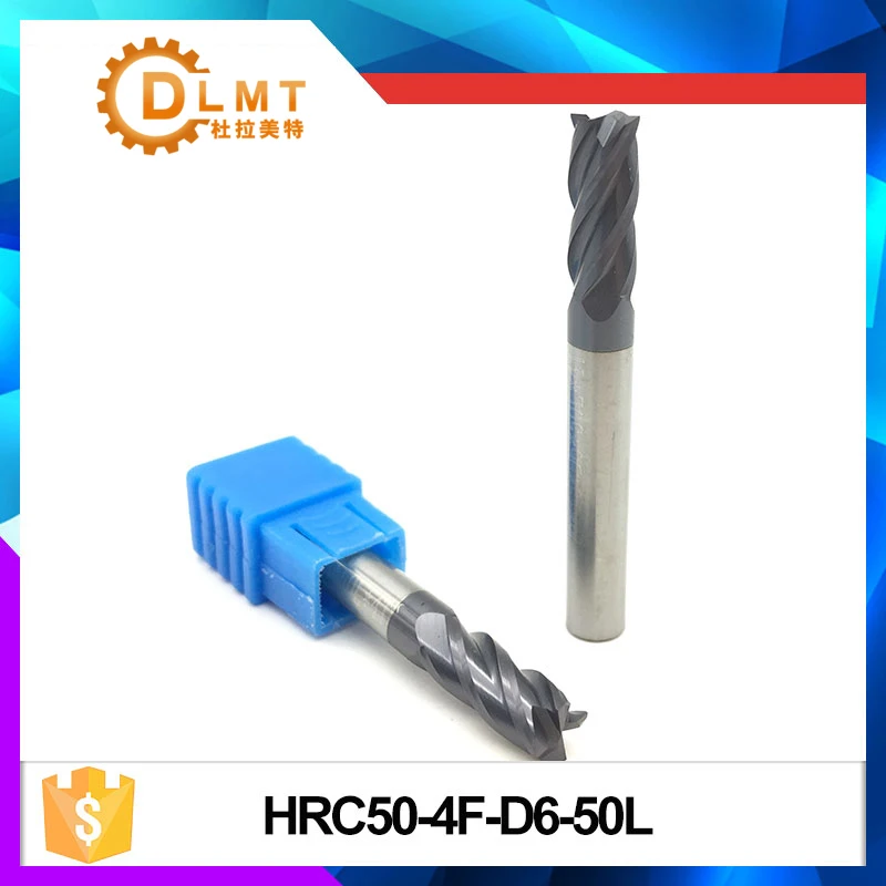 Концевые Фрезы HRC50 4F D6 * 50L 4 канавки прямой хвостовик стандартная длина плоские
