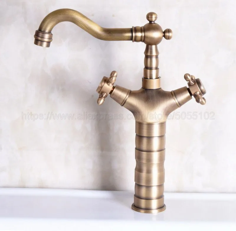 Смесители для раковины античный латунный Смеситель в ванную комнату Поворотный