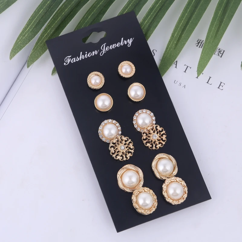 Модный Комплект сережек для женщин 6 пар/компл. имитация жемчуга набор | Украшения