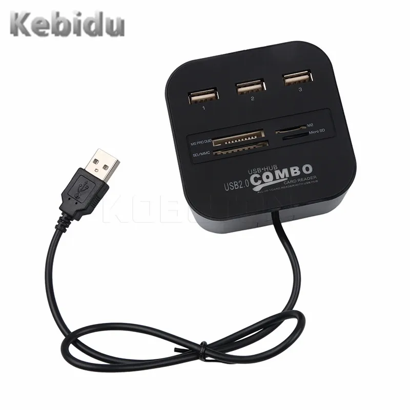 Высокоскоростной USB концентратор 2 0 3 порта с кардридером мини комбинированный