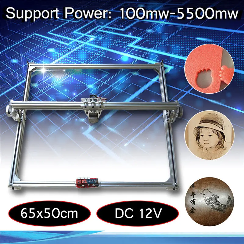 65x50 см DC 12 В 100 мВт-5500 МВт DIY настольный мини лазерный станок для резки/гравировки гравер станок для резки древесины/принтер/Регулируемая мощность