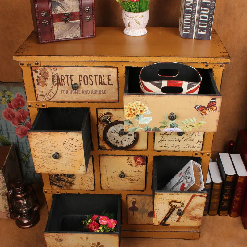 Винтажный шкаф с несколькими выдвижными ящиками шкафчики магазин одежды для