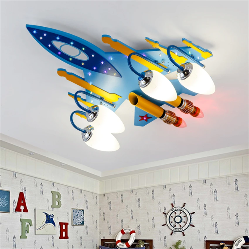 

Cartoon Airplane Plane Children's Room Ceiling Lights Boy Bluetooth Lamp Bedroom Music Remote Ceiling Lamps Room Deco Fixtures