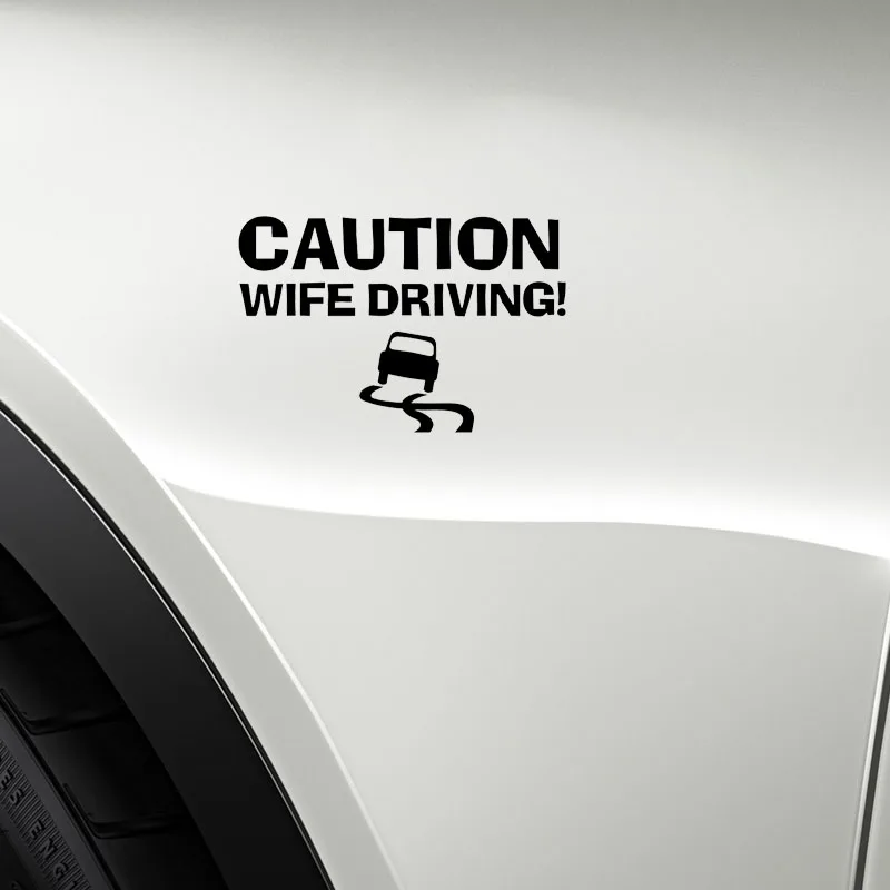 

YJZT 15.8CM*10.4CM CAUTION WIFE DRIVING! Vinyl Decal Personality Car Sticker Black/Silver C10-01952