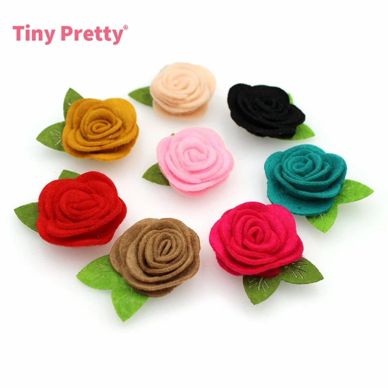 10 шт. мягкие войлочные свернутые розовые цветы с зеленым листом для свадебных