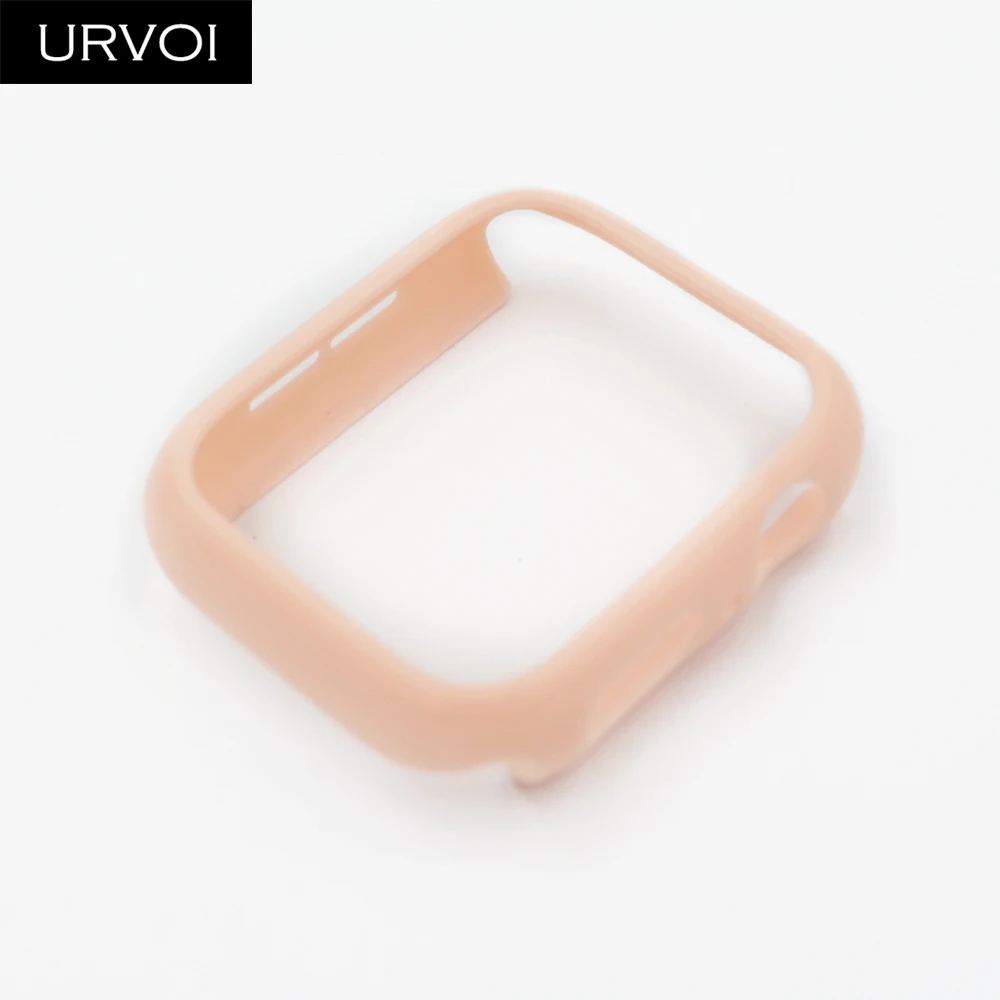 Pink URVOI PC чехол для Apple Watch series 5 4 пластиковый бампер жесткая рамка чехол для iWatch 40 44 мм тонкий ультра-тонкий чехол ремешок - Цвет: Pink