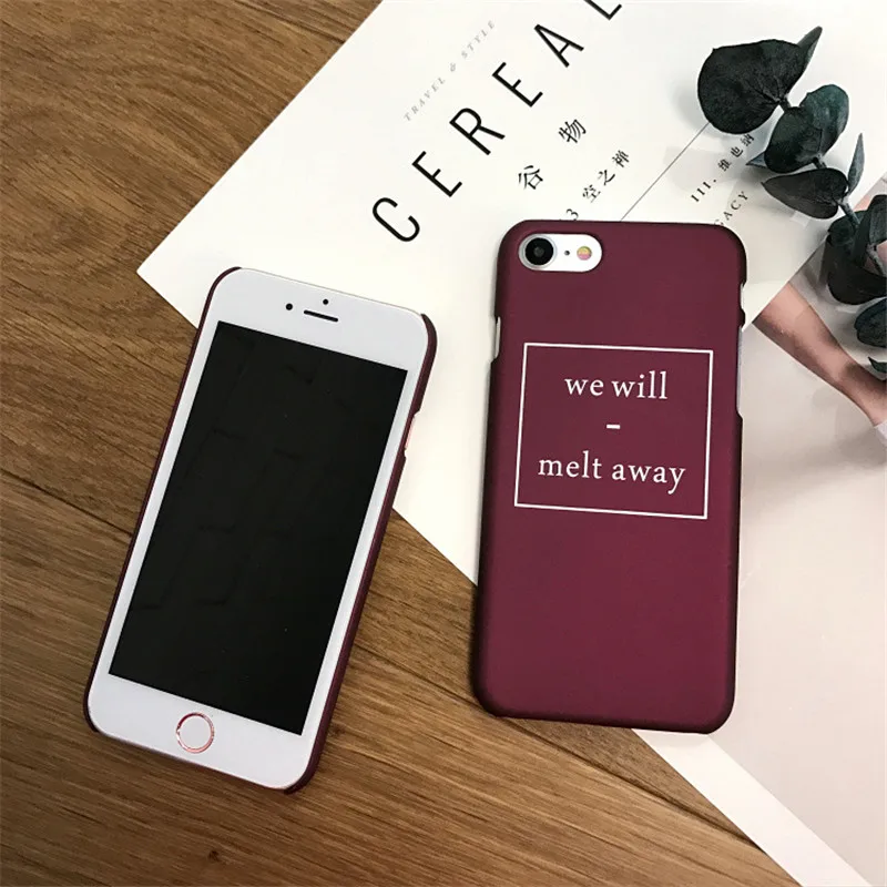 Новая мода Скраб Жесткий PC цвет красного вина чехол для iPhone 7 Plus 5 5S SE 6 S плюс письмо