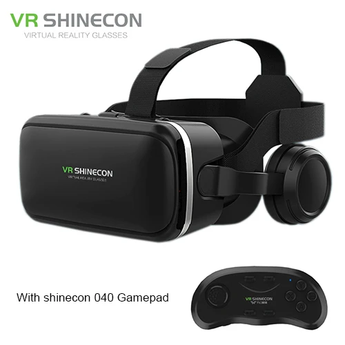 Shinecon VR 6,0 G04E Google Cardboard 3D очки виртуальной реальности Гарнитура иммерсивный шлем Крепление на голову для 4-6 'телефон+ геймпад - Цвет: With 040 Gamepad