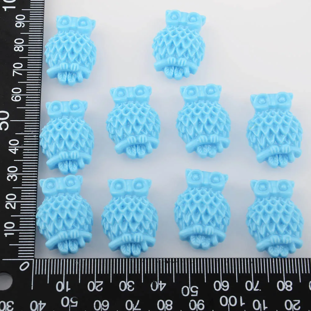 BOLIAO DIY 4 шт. 19*27 мм (0 75*1 06 дюйма) Сова Форма плоская задняя светло-голубая смола клей