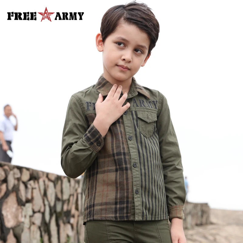 FreeArmy/брендовая Осенняя рубашка для мальчиков клетчатые топы с длинными рукавами