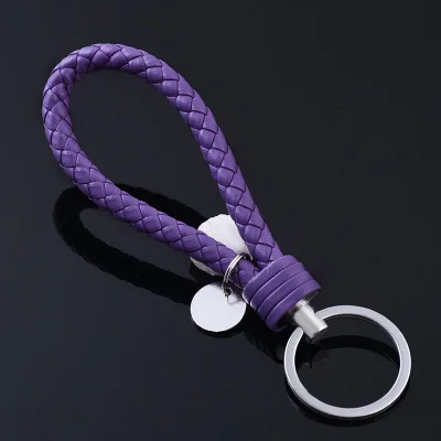 purple Модные унисекс плетеные кожаные веревки ручной работы Waven брелок кожаный брелок для ключей держатель для автомобильных ключей для мужчин и женщин брелки - Цвет: purple