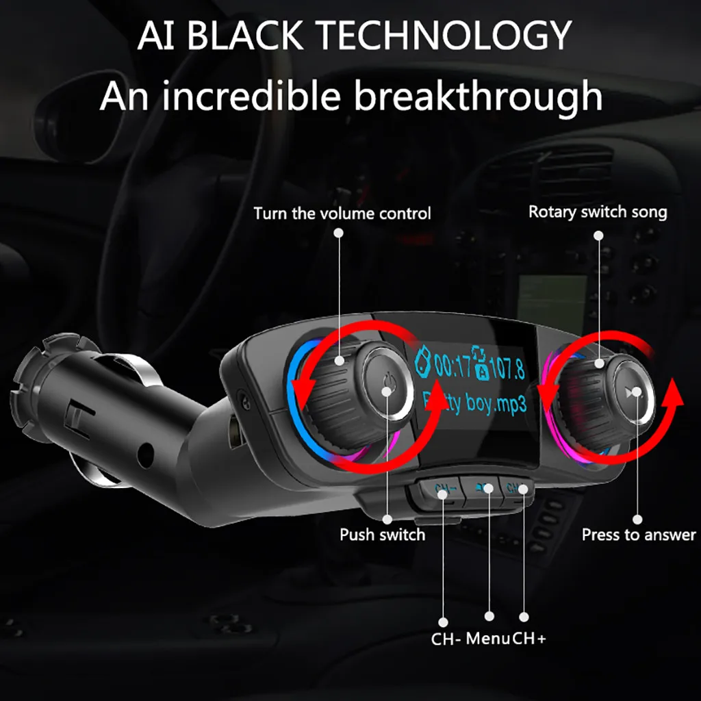 12-24V большой экран дисплей Напряжение двойная кнопка автомобильный Bluetooth MP3 FM передатчик Aux автомобильное зарядное устройство комплект Usb для iphone#30