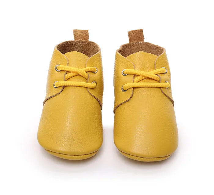 yellow Лидер продаж; леопардовая обувь для новорожденных из натуральной кожи на шнуровке; мокасины на мягкой подошве для девочек и мальчиков; повседневные сапоги для ходунков - Цвет: yellow