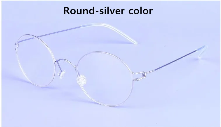 Round silver color Ретро оправа овальная ручная работа титановая оправа для очков мужские Брендовые очки для чтения синий светильник Ocluos monturas de lentes mujer - Цвет оправы: Round silver color