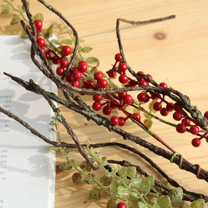 1 шт. искусственные сушеные цветы бобы ветка ягода Рождество красный для