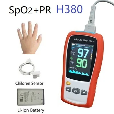 H380 child Li-ion R 2," TFT 1 датчик для новорожденных детей и взрослых ручной пульсоксиметр SPO2 PR медицинский монитор сердечного ритма совместимый с Nellcor DS100A датчик - Цвет: H380 child Li-ion R