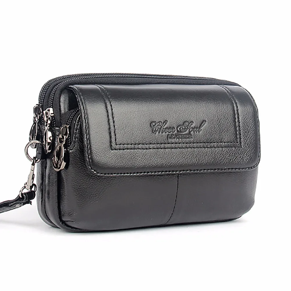 Из натуральной кожи мужская сумка клатч на запястье удобно поясные сумки