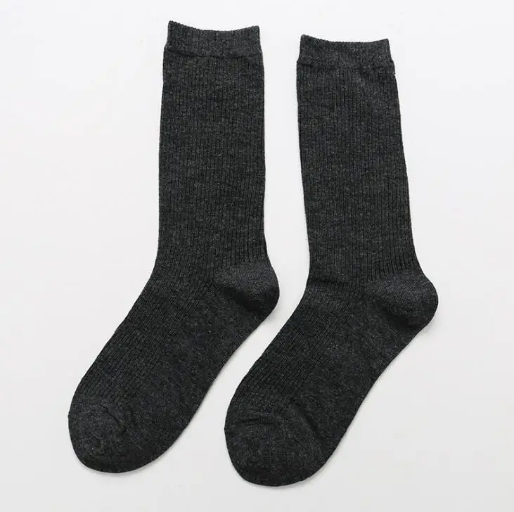 Women long cotton socks high tube lovely soft short sock breathable sweat-absorbing casual long vintage socks hosiery - Цвет: Темно-серый