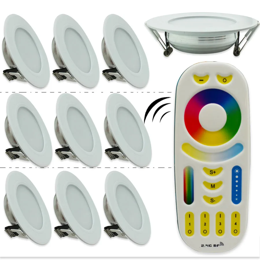 10 шт. 2.4 г milight Беспроводной dimmable Панель 6 Вт 12 rgbcct затемнение светодиодный