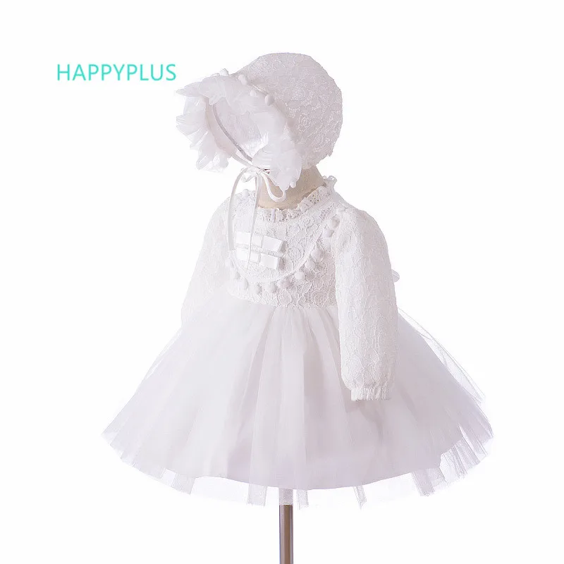 HAPPYPLUS/осеннее платье с длинными рукавами для маленьких девочек; платье для крещения; платье для девочек; наряд для первого дня рождения для девочек 1-2 лет
