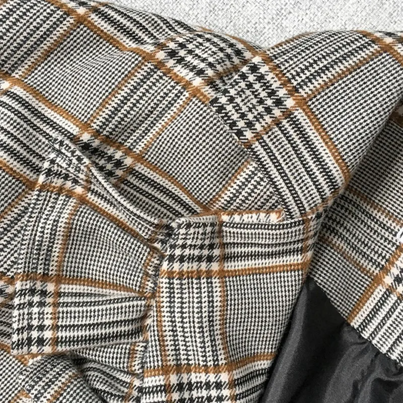 TWOTWINSTYLE Plaid Womens Windbreakers High Waist Lace Up Double Breasted Patchwork Ruffle Trench Coat Female Autumn Fashion New | Женская