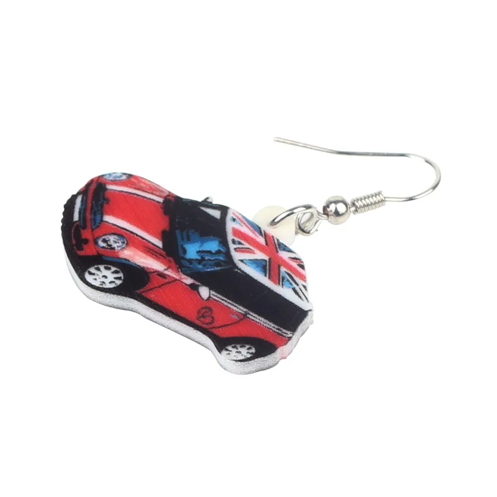 Bonsny эффектные акриловые милые мини-серьги в виде автомобиля висячие
