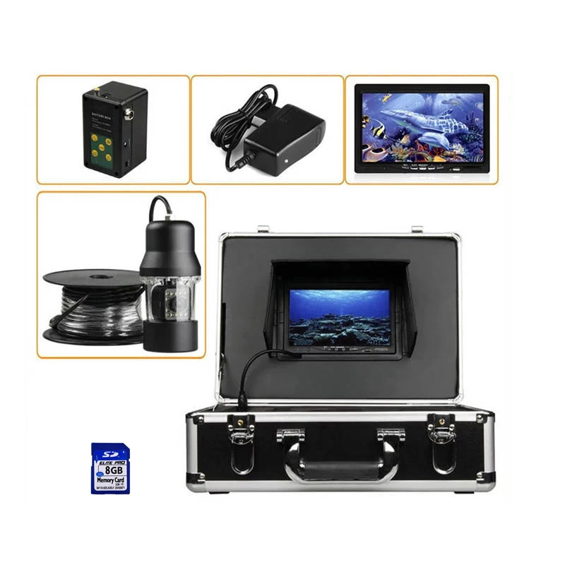 50M Boat Fish Video Camera Underwater Fishing Video Visual Camera 7" TFT Screen 360 Degree Wide View With DVR Function