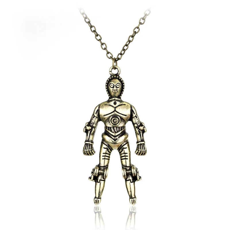Фильм ювелирные изделия Звездные войны R2D2 и C-3PO роботы Звездные войны чокер винтажные ожерелья с подвесками высокого качества сплав аксессуары - Окраска металла: C3PO