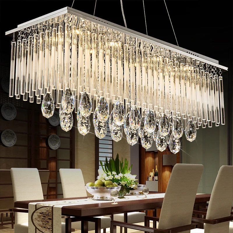 

NEW design Rectangle modern LED K9 crystal chandeliers lamps Living Room chandeliers lights hanging lighting